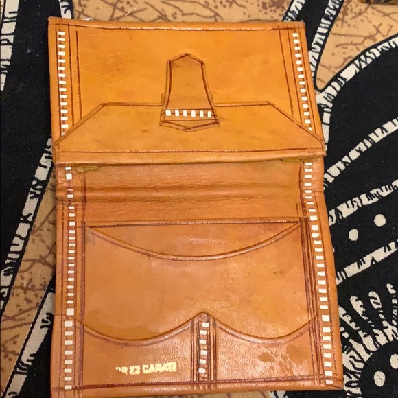 MOROCCAN CARAMEL CAMEL LEATHER WALLET UNISEX - Picture 4 of 8